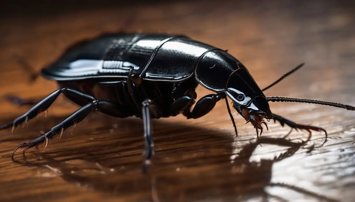 Oriental_cockroach_glossy_black_near_floor_drain_0001