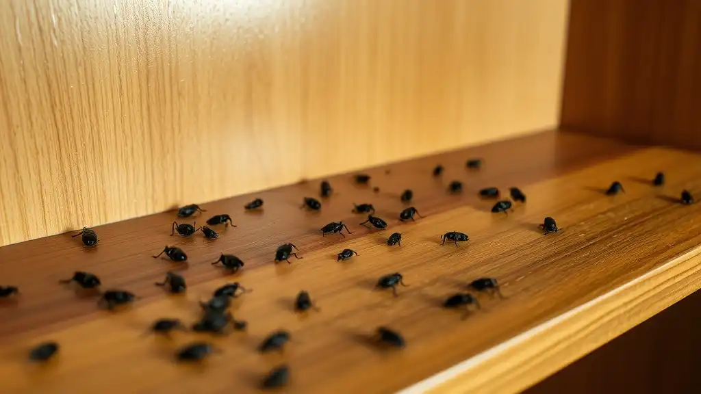 brown-banded cockroach signs infestation droppings dark specks egg cases furniture walls upper locations