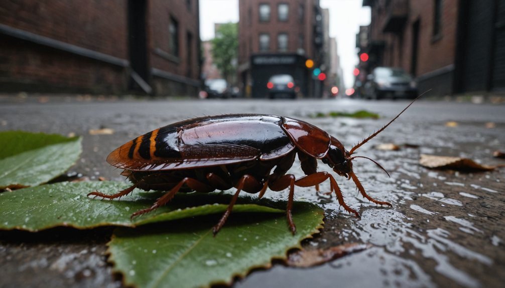 Oriental cockroach in dark environment
