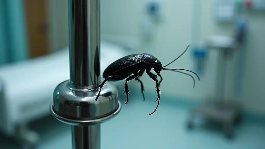 Cockroach_on_hospital_IV_stand_representing_contam_0001