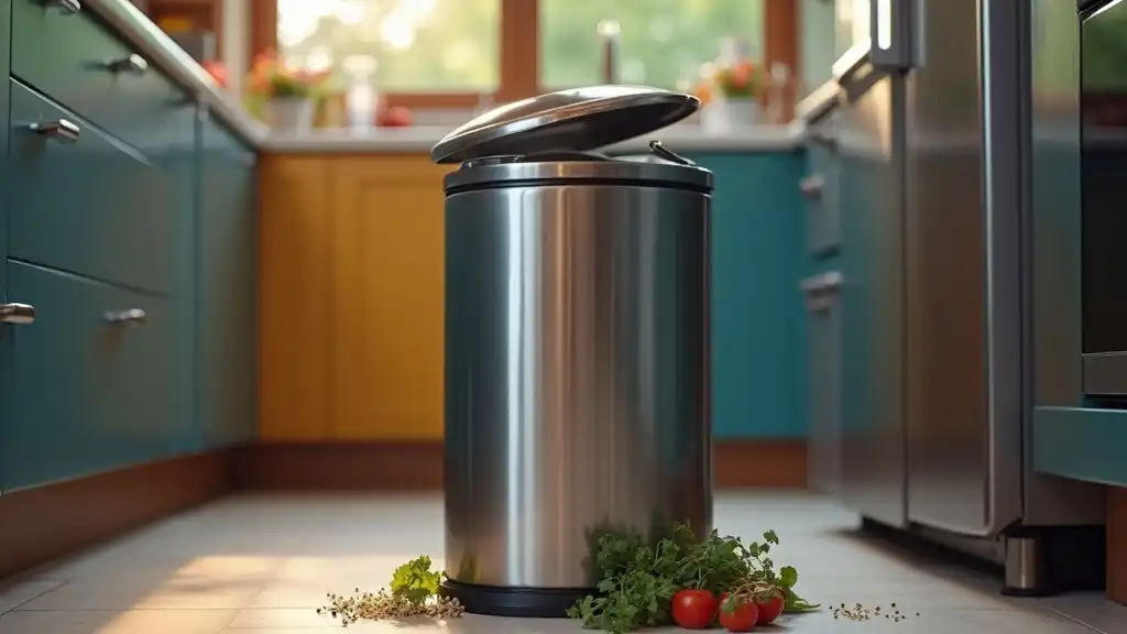 Cubo de basura de cocina con tapa hermética - 0001