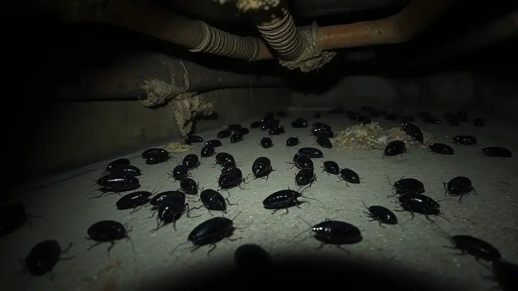 oriental cockroach basement crawl space habitat large population near pipes damp cool environment