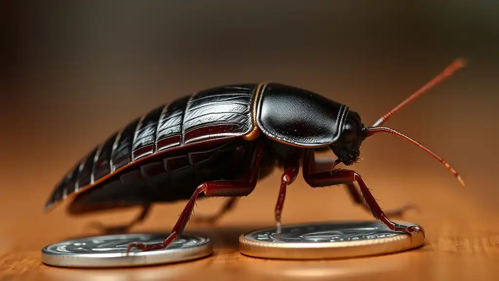oriental cockroach identification dark brown black glossy body size coins comparison blatta orientalis