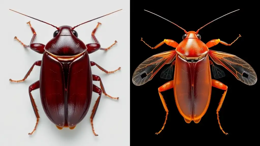 oriental cockroach vs american cockroach size color comparison side by side identification differences