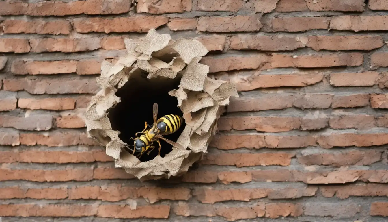 Wasp_nest_found_on_school_building_exterior_wall_0001