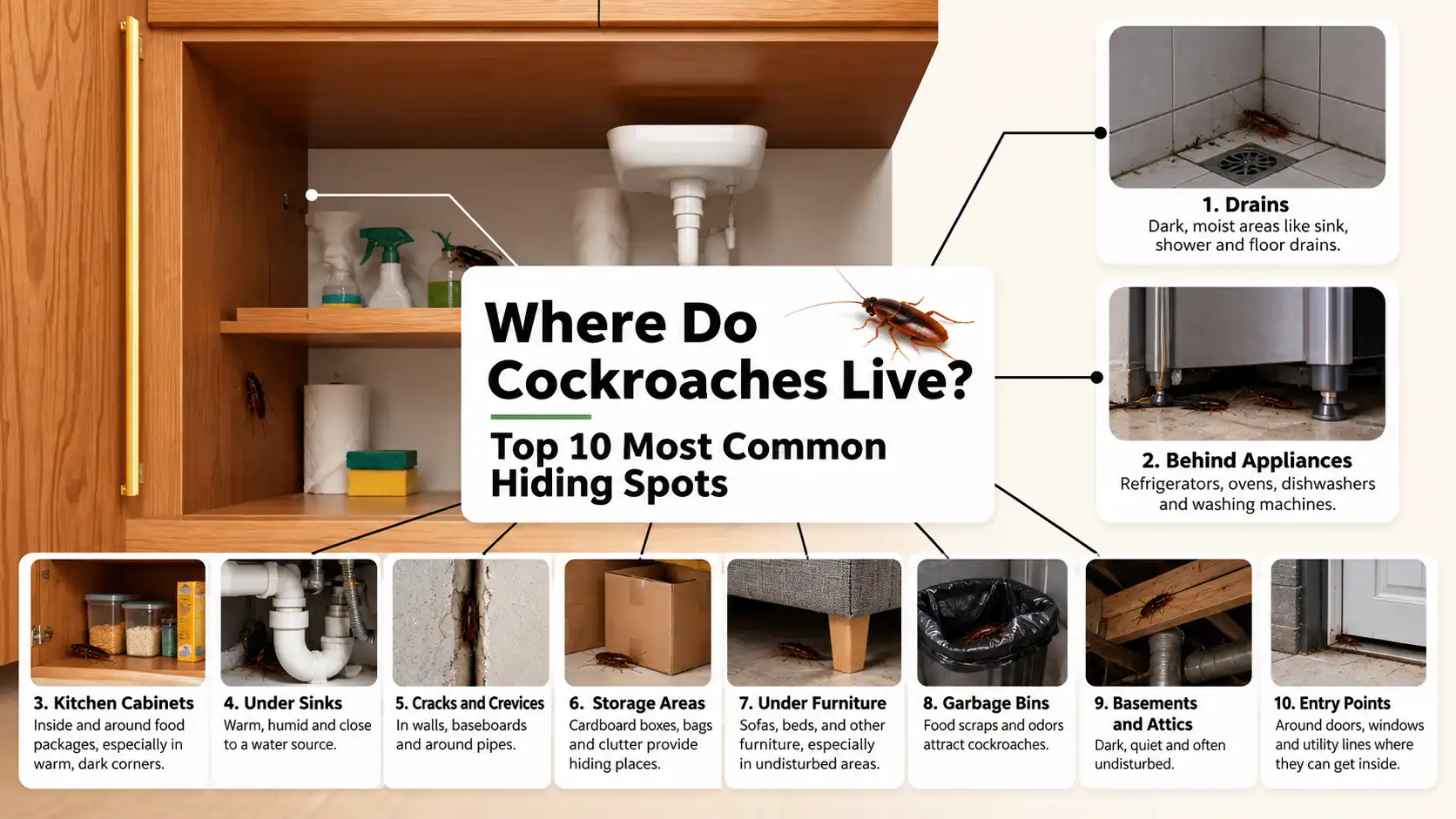 Where Do Cockroaches Live Top 10 Most Common Hiding Spots