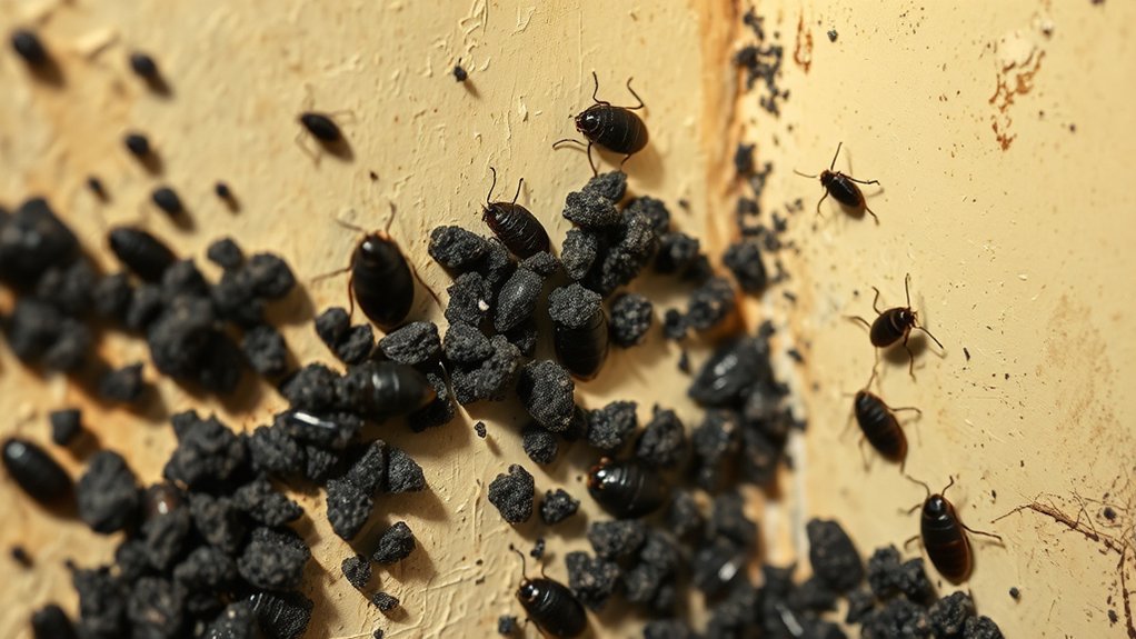 cockroach droppings in hiding