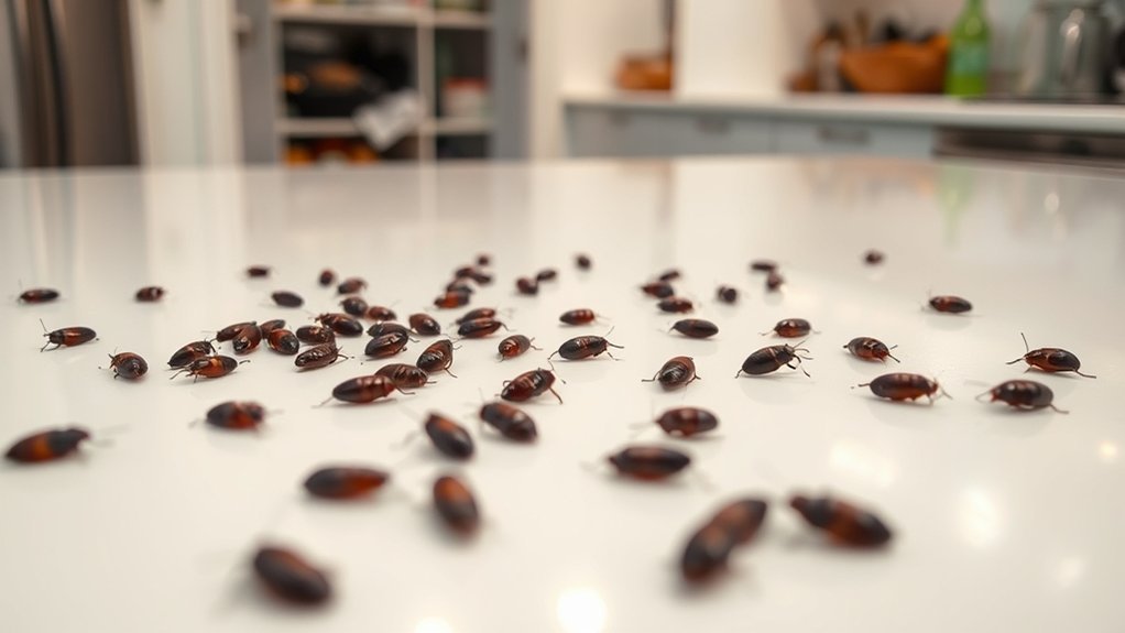 cockroach droppings in kitchens