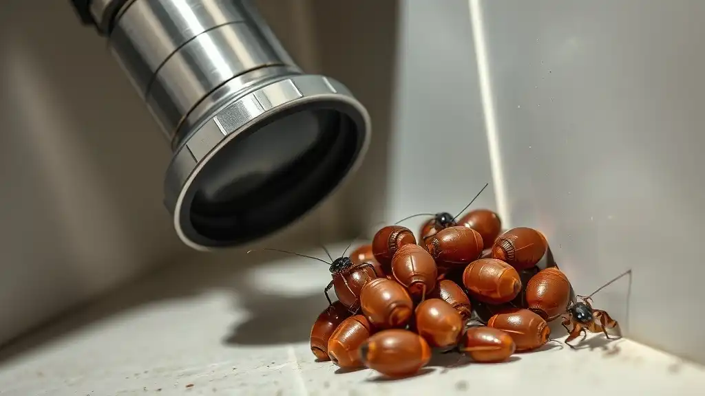 removing cockroach egg cases vacuum physical removal destruction insecticide cannot penetrate ootheca