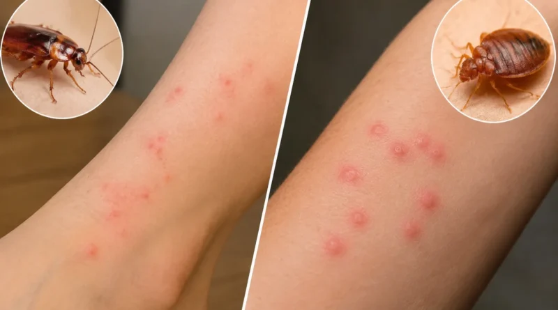 Cockroach vs bed bug bite comparison
