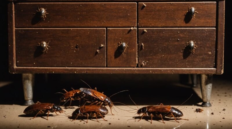 cockroaches lurking beneath sink