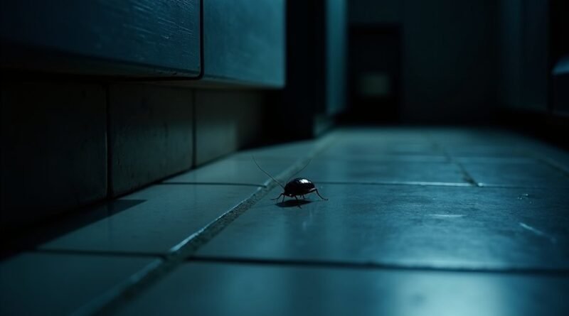 one cockroach at night